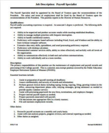 Payroll Administrator Ii Job Description